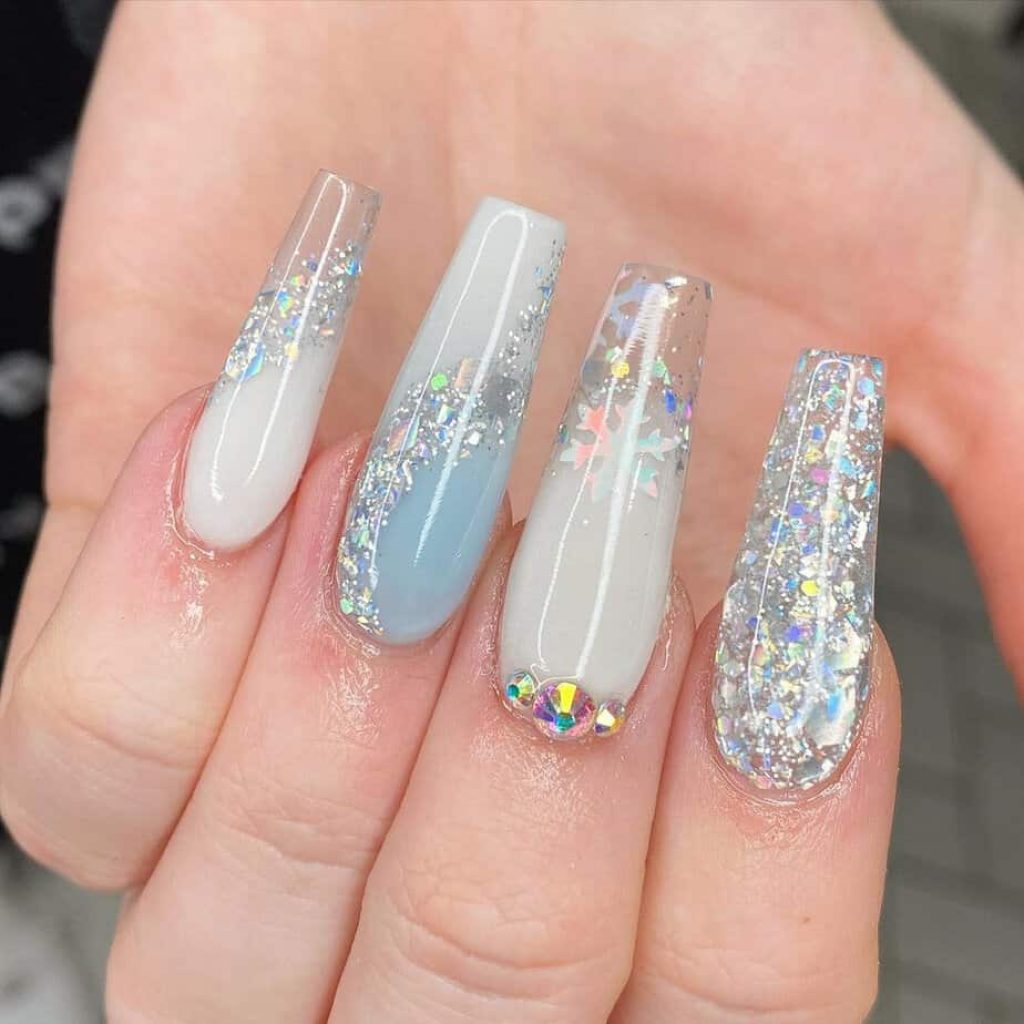 Sneeuwvlok glitternagels