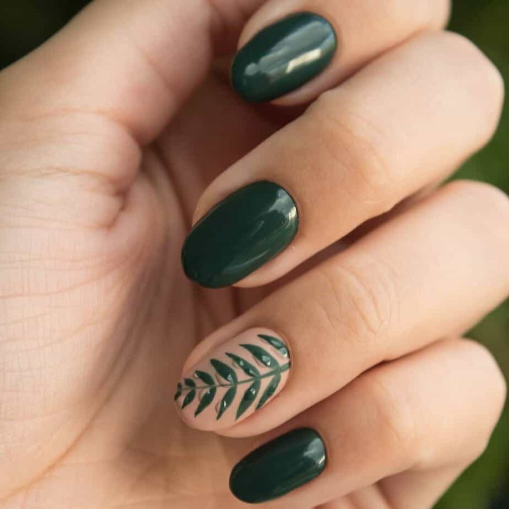 Botanisch tintje aan groene nageldesigns