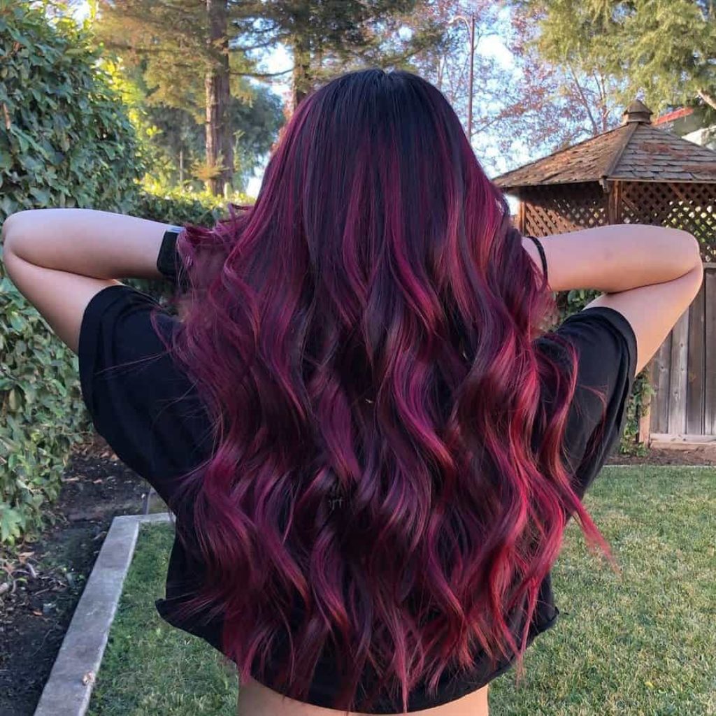 Donkerrode balayage