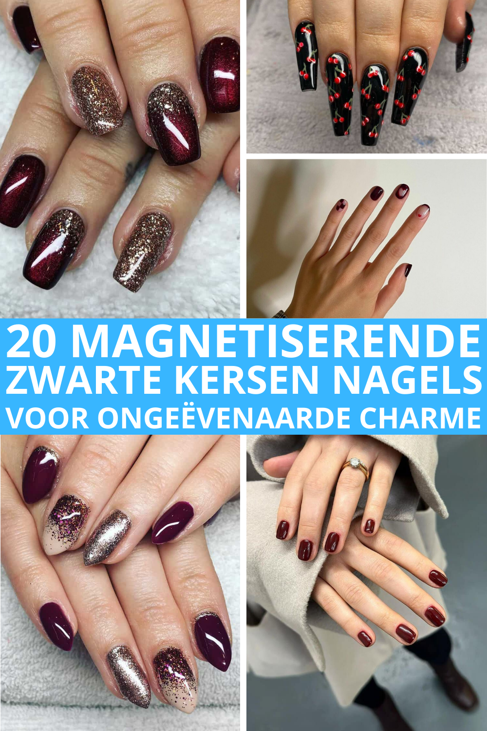 20 Magnetiserende Zwarte Kersen Nagels Voor Ongeëvenaarde Charme