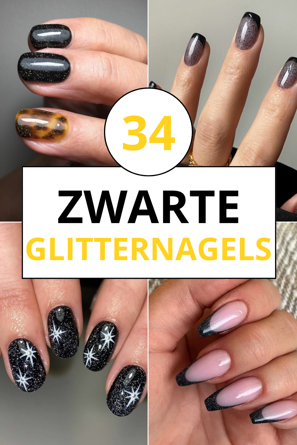 34 Betoverende Zwarte Glitternagels Met Een Kosmische Twinkeling