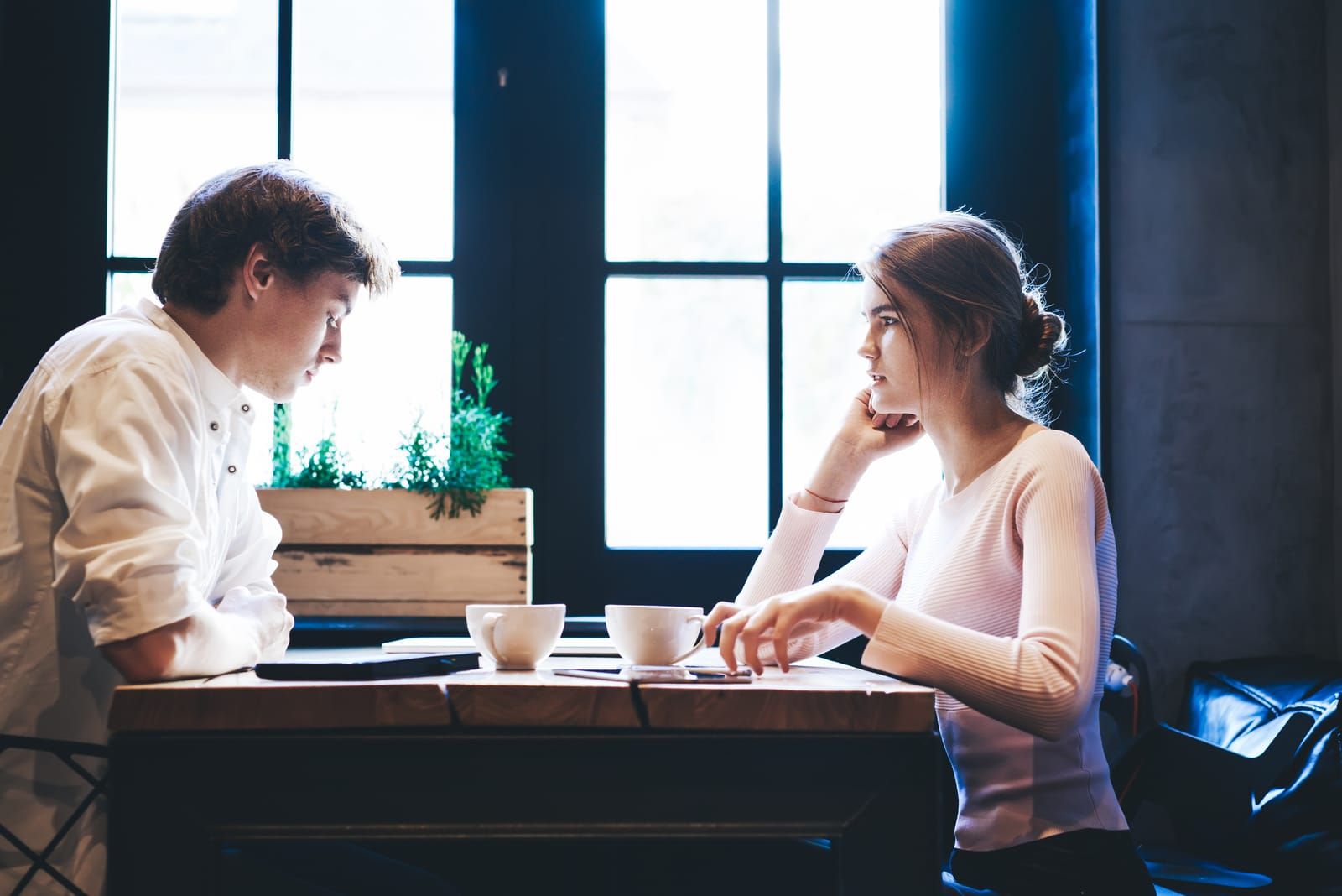 couple sitting at cafeteria