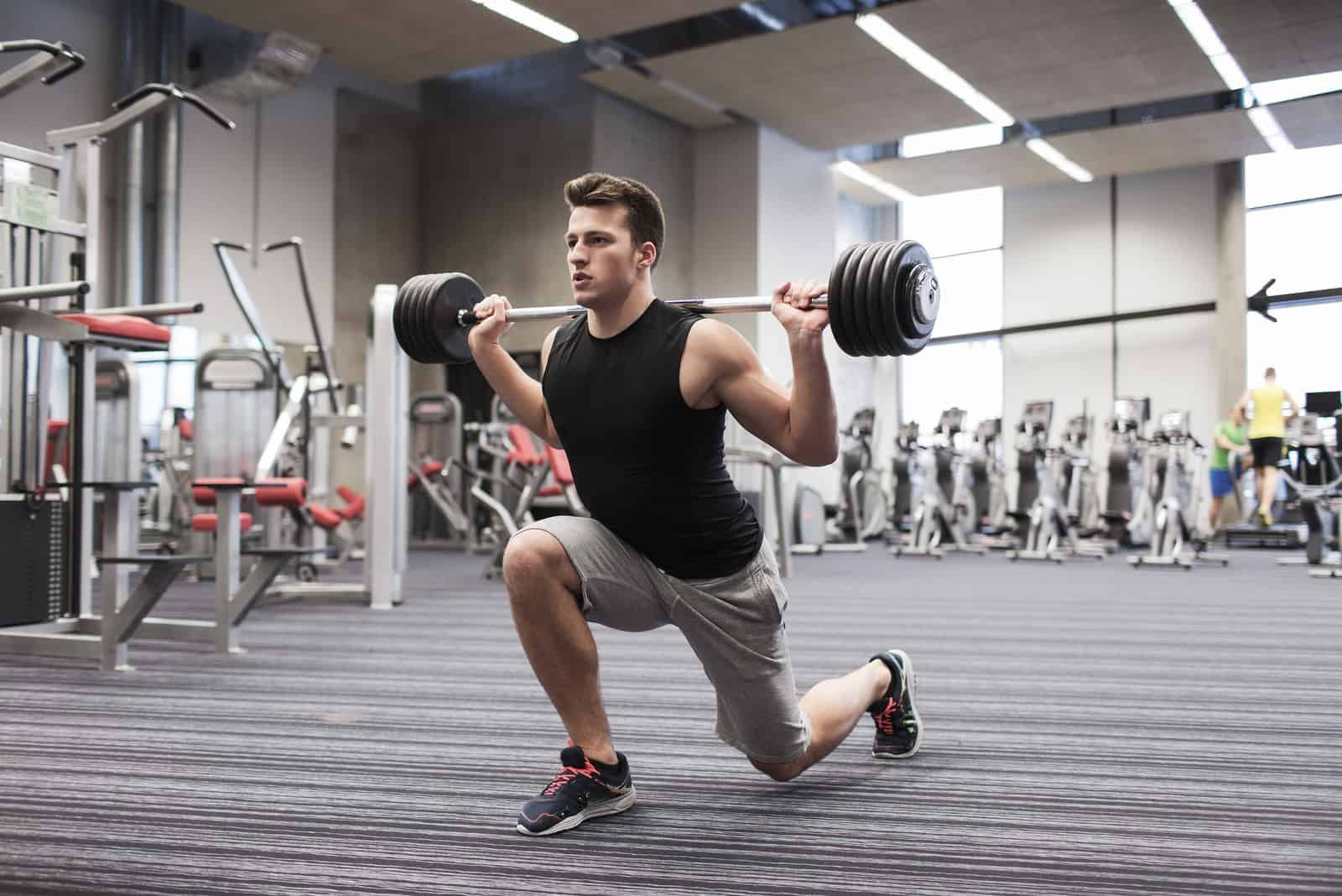 a man trains in the gym