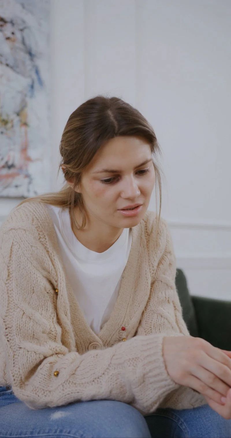 A Woman with a Bruise on Her Face